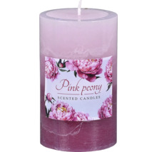 Valcová sviečka Pink Peony s vôňou a etiketou s pivóniami