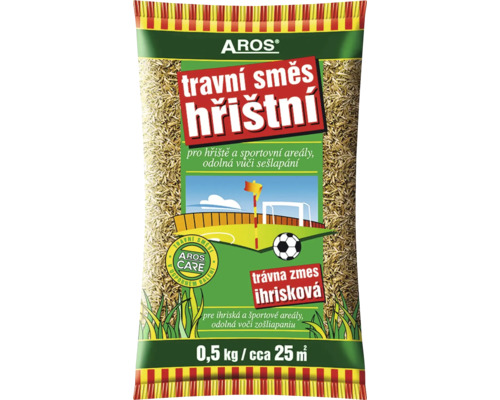 Balenie trávnej zmesi AROS ihrisková o hmotnosti 0,5 kilogramu pre cca 25 metrov štvorcových, odolná trávna zmes pre športové ihriská