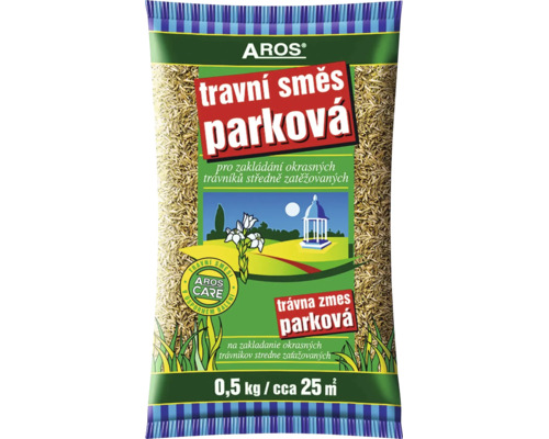 Aros trávna zmes parková na stredne zaťažované trávniky 0,5 kg pre 25 metrov štvorcových.