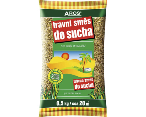 Trávna zmes AROS do sucha pre sušie miesta, balenie 0,5 kilogramu pre približne 20 metrov štvorcových.