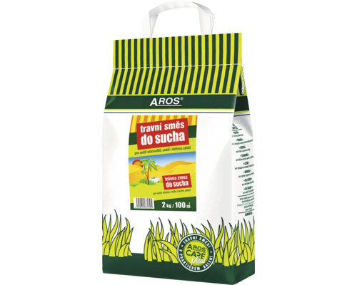 Trávna zmes Aros do sucha v balení 2 kilogramy pre 100 metrov štvorcových.