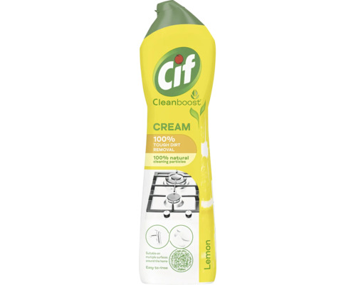 Tekutý piesok Cif Cleanboost citrón 750 mililitrov na čistenie povrchov v domácnosti.