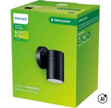 Vonkajšie nástenné svietidlo Philips Kylis v balení, odolné voči poveternostným vplyvom a korózii pre montáž na stenu. (Image AI modified or generated)