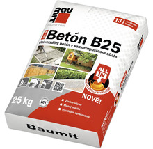 Vrece Baumit All In Betón B25, univerzálny betón so samozpustným obalom, hmotnosť 25 kilogramov, s certifikátom GEV EMICODE EC1 Plus