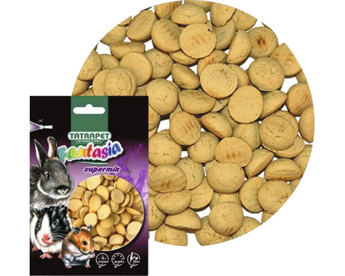 Krmivo pre drobné zvieratá Tatrapet Fantasia Supermix v balení s vyobrazenými zvieratami.