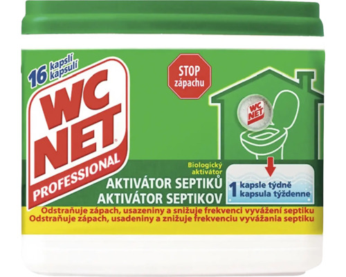 WC Net Professional aktivátor septikov so 16 kapsulami na odstránenie zápachu a údržbu septiku