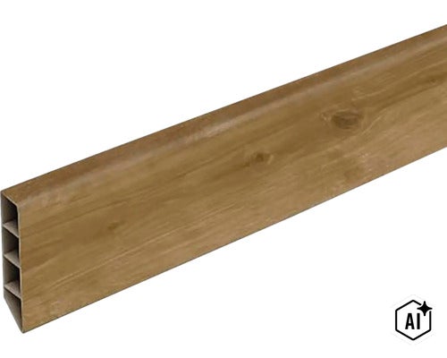 Soklová lišta so vzhľadom dreva a dutinovým profilom (Image AI modified or generated)