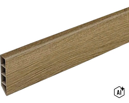 Soklová lišta s povrchom v dekore dreva na ukončenie podlahy pri stene (Image AI modified or generated)