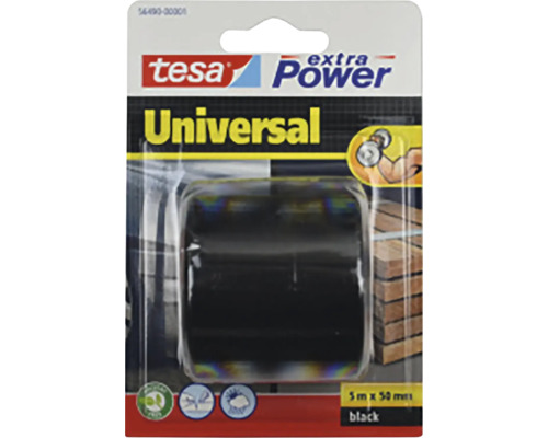 Univerzálna textilná páska Tesa Extra Power v čiernej farbe, dĺžka 5 metrov a šírka 50 milimetrov v predajnom balení