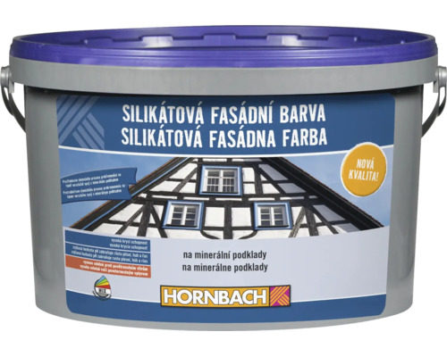 Vedro silikátovej fasádnej farby HORNBACH pre vonkajšie použitie na minerálne podklady.
