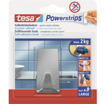 Samolepiaci nerezový háčik Tesa Powerstrips s nosnosťou do 2 kilogramov vrátane 4 lepiacich prúžkov pre montáž bez zanechania stôp