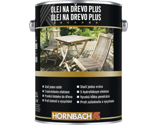 Plechovka Hornbach olej na drevo Plus pre záhradný nábytok na ošetrenie a ochranu