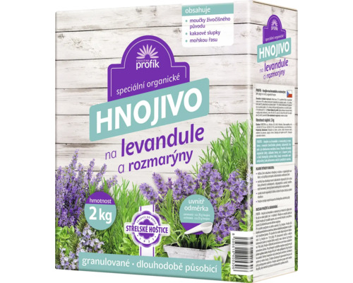 Špeciálne organické hnojivo na levandule a rozmarín Profik, 2 kilogramy, granulované hnojivo s dlhodobým účinkom.