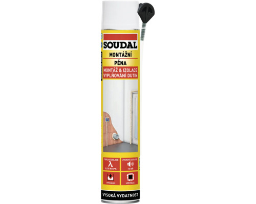 Soudal montážna pena na montáž, izoláciu a vyplňovanie dutín v dóze.