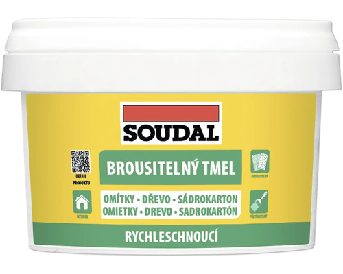 Soudal brúsiteľný tmel na omietky, drevo a sadrokartón vo vedre.