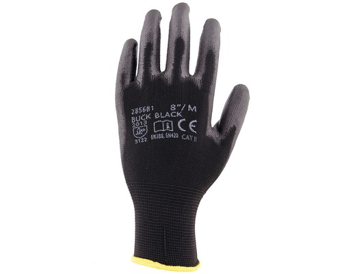Pracovné rukavice BUCK, čierne, veľkosť 10, balenie 12 párov