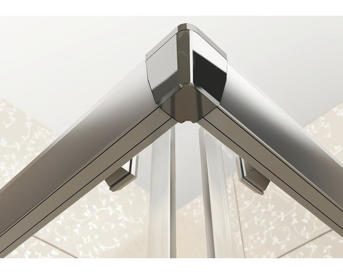 Detailný záber rohového profilu sprchovacieho kúta