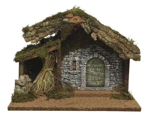 Chyža k betlehemu s LED osvetlením 32 x 17 x 27 cm Betlehem z kameňa a dreva