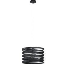 Čierna závesná lampa s otvoreným vodorovným kruhovým dizajnom