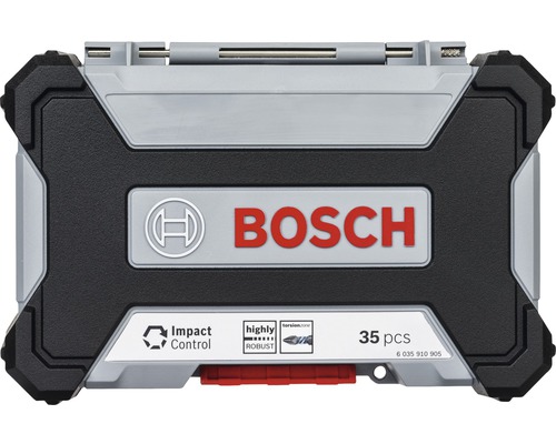 Logo spoločnosti Bosch na kufríku s náradím s 35 kusmi