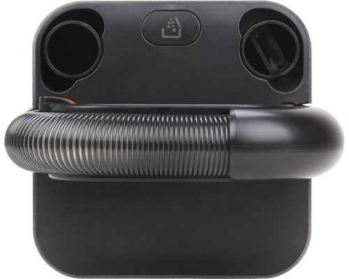 Čierne príslušenstvo k vysávaču s hadicou a symbolom nádoby