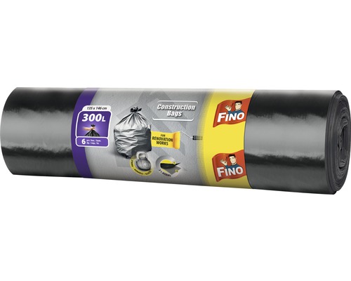 Vrecia na odpad Fino LD Construction Bags 300 l 6 ks Rolka vriec na stavebný odpad, 300 litrov, šesť kusov