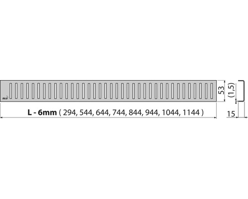 Sprchový žľab Alca s rozmermi 294, 544, 644, 744, 844, 944, 1044 a 1144 milimetrov