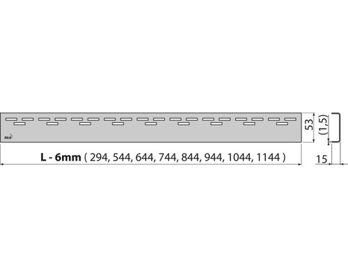 Technický nákres vetracej mriežky s rozmermi 294, 544, 644, 744, 844, 944, 1044 a 1144 milimetrov
