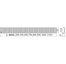Dierovaný plech Alca s rozmermi 294, 544, 644, 744, 844, 944, 1044 alebo 1144 milimetrov