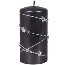 Čierna stĺpová sviečka so vzorom hviezd