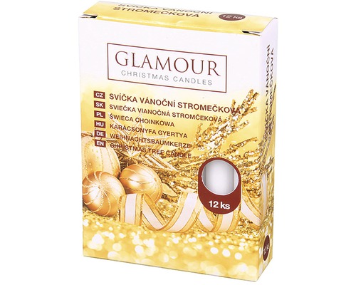 Vianočné sviečky na stromček Ø1,2 x 10 cm matné 12 ks biele Balenie dvanástich vianočných stromčekových sviečok