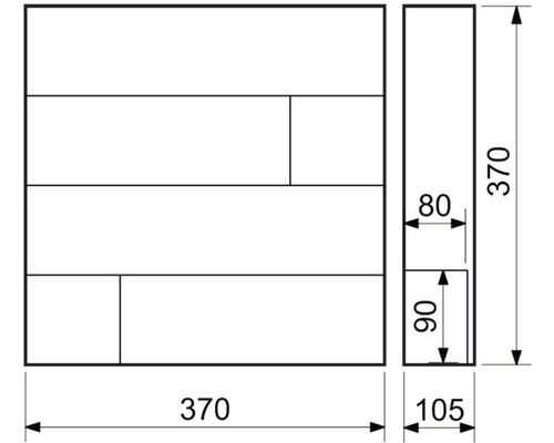 Technický nákres dekoračného panelu s rozmermi