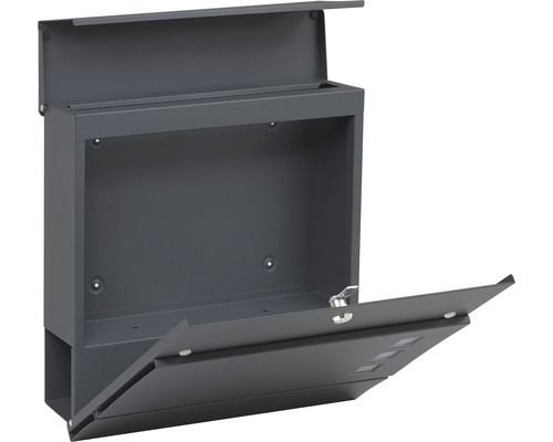 Otvorená sivá oceľová poštová schránka