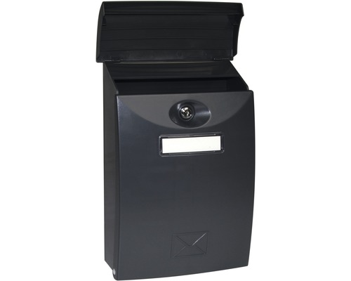 Otvorená čierna poštová schránka so zámkom a adresným poľom