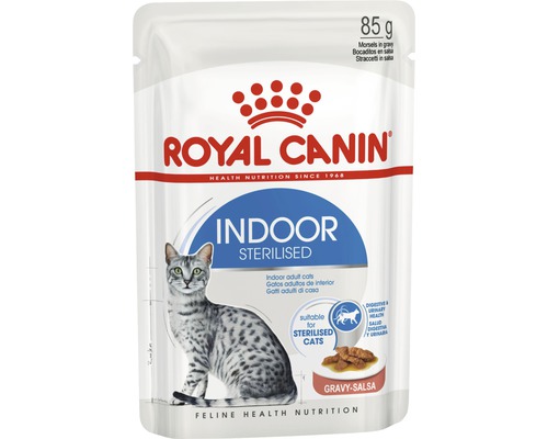 Kapsička pre mačky RC FHN Indoor Sterilised in Gravy 85 g Krmivo pre mačky Royal Canin Indoor Sterilised v 85-gramovom vrecku