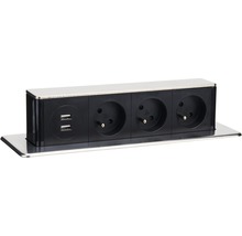 Predlžovací kábel s tromi zásuvkami a dvoma USB portami