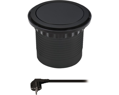 Zapuštěná zásuvka s napájacím káblom na inštaláciu do pracovných dosiek