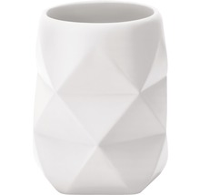 Biely pohár na zubné kefky s geometrickým dizajnom