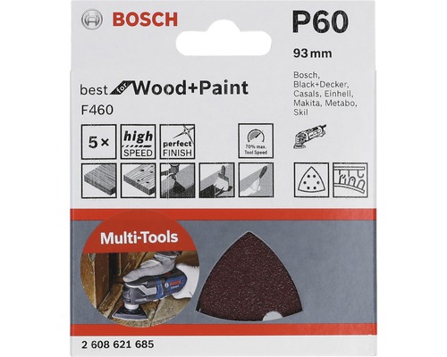 Brúsny papier Bosch sada P60, vhodné na drevo a farby