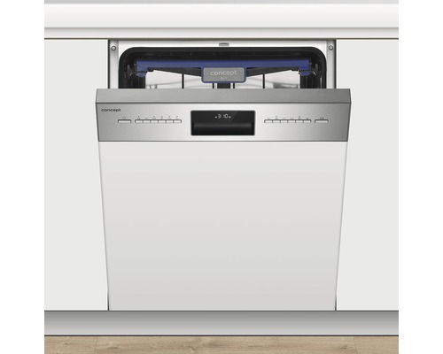 Čiastočne integrovaná umývačka riadu s otvorenými dvierkami v kuchyni