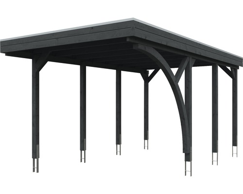 Drevený carport s plochou strechou a oceľovými pätkami
