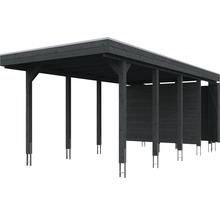 Drevený carport s plochou strechou a bočnými stenami