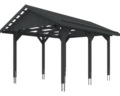 Drevený carport so sedlovou konštrukciou strechy
