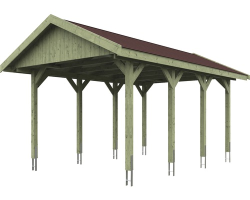 Drevený carport so sedlovou konštrukciou strechy