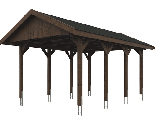 Drevený carport so sedlovou strechou pre vozidlá