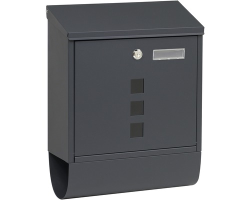 Oceľová poštová schránka BK.203.AM s okienkami z číreho plexiskla, farba antracit matná Poštová schránka s priehradkou na noviny