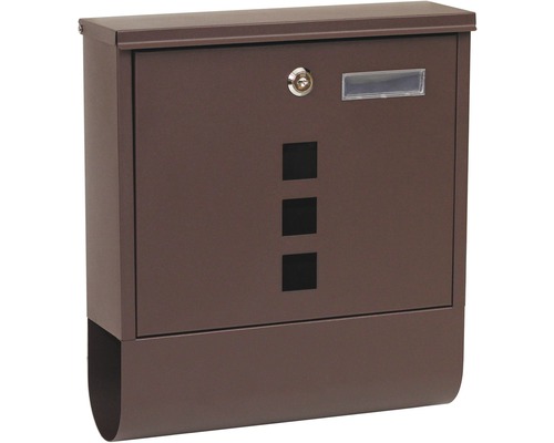 Oceľová poštová schránka BK.210.HM s okienkami z číreho plexiskla, farba hnedá matná Poštová schránka so zámkom, menovkou a tromi štvorcovými výrezmi