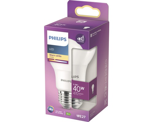 LED žiarovka Philips 5,5 W zodpovedá 40 W, E27