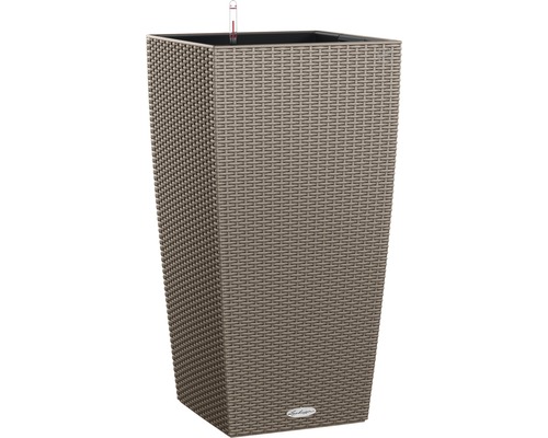 Samozavlažovací kvetináč Lechuza Cubico Cottage 40 plastový v. 75 cm pieskovo hnedý Vysoký plastový kvetináč so zavlažovacím systémom a ukazovateľom hladiny vody