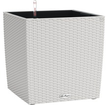 Štvorcový kvetináč so zavlažovacím systémom a ukazovateľom hladiny vody